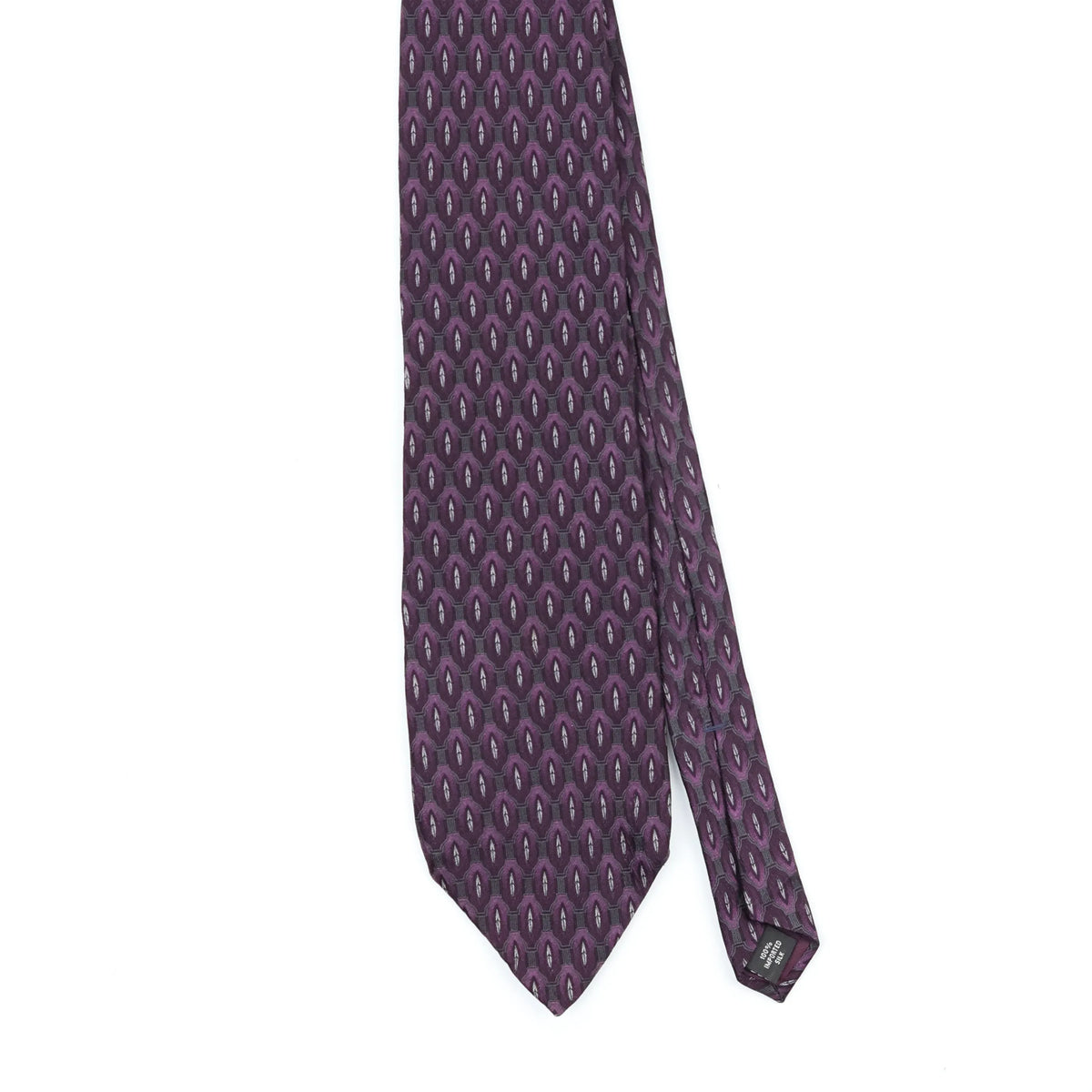 Front Front Detail of Vintage 1990's Stafford Foulard Geometric Patterned Tie