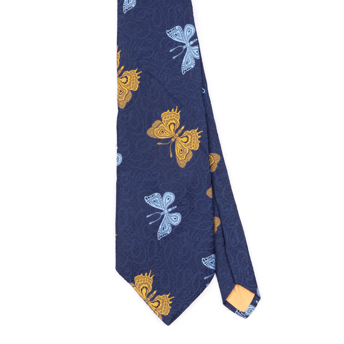 Front Front Detail of Vintage 1980's Butterfly Animal Print Patterned Tie