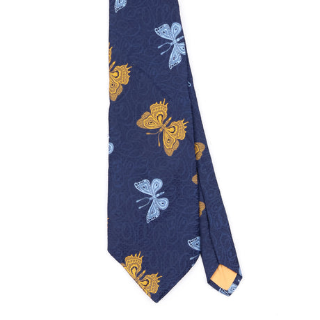 Front Front Detail of Vintage 1980's Butterfly Animal Print Patterned Tie