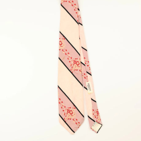 Front of Vintage Striped Floral Patterned Tie