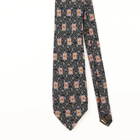 Front Detail of Vintage 1990's Robert Talbott Geometric Patterned Tie
