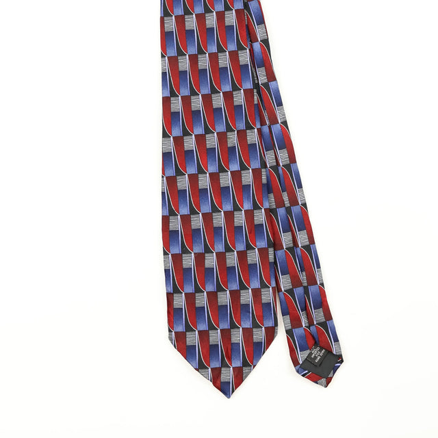 Front Front Detail of Vintage 1990's Geometric Patterned Tie