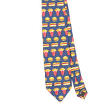Front Front Detail of Vintage Fast Food Cartoon Patterned Tie