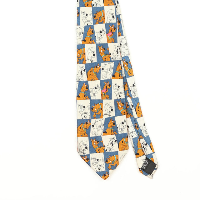 Front Front Detail of Vintage Scooby Doo Cartoon Patterned Tie