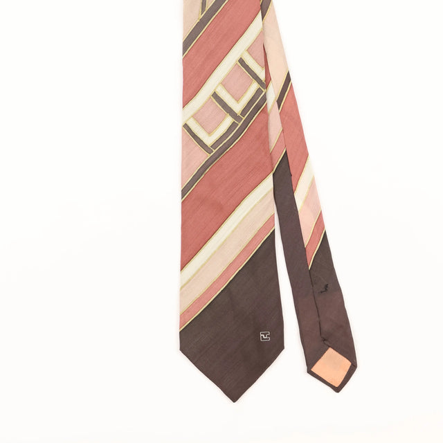 Front Detail of Vintage 1990's Ted Lapidus Striped Patterned Tie