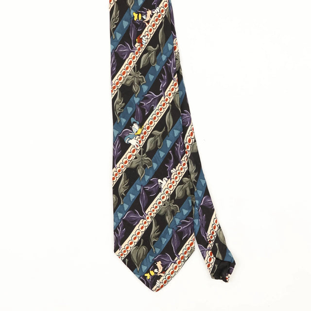 Front Front Detail of Vintage 1990's Disney Donald Duck Striped Patterned Tie