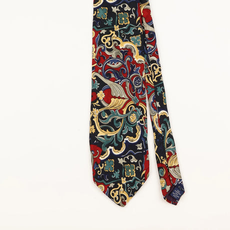 Front Detail of Vintage 1990's Baroque Geometric Patterned Tie
