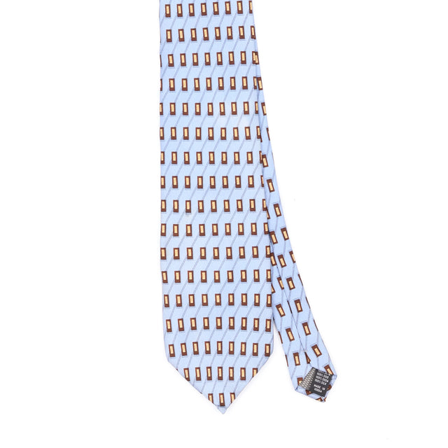 Front Front Detail of Vintage 1990's Foulard Geometric Patterned Tie