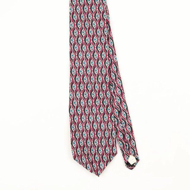 Front Front Detail of Vintage 1990's Harvé Benard Geometric Patterned Tie