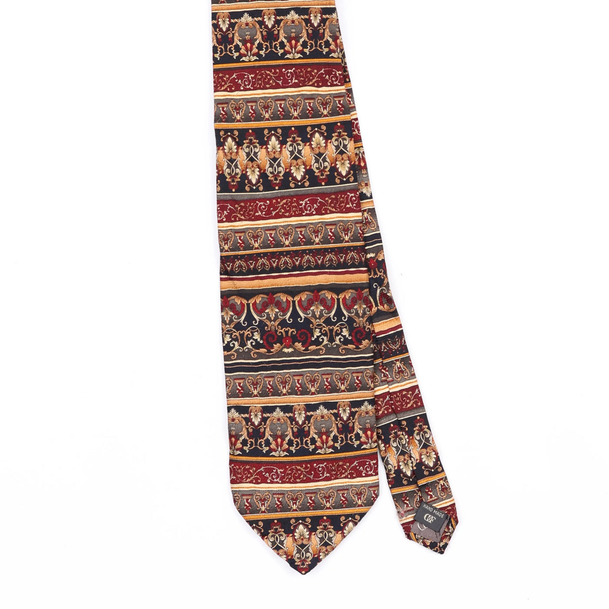 Front Front Detail of Vintage 1990's Striped Patterned Tie