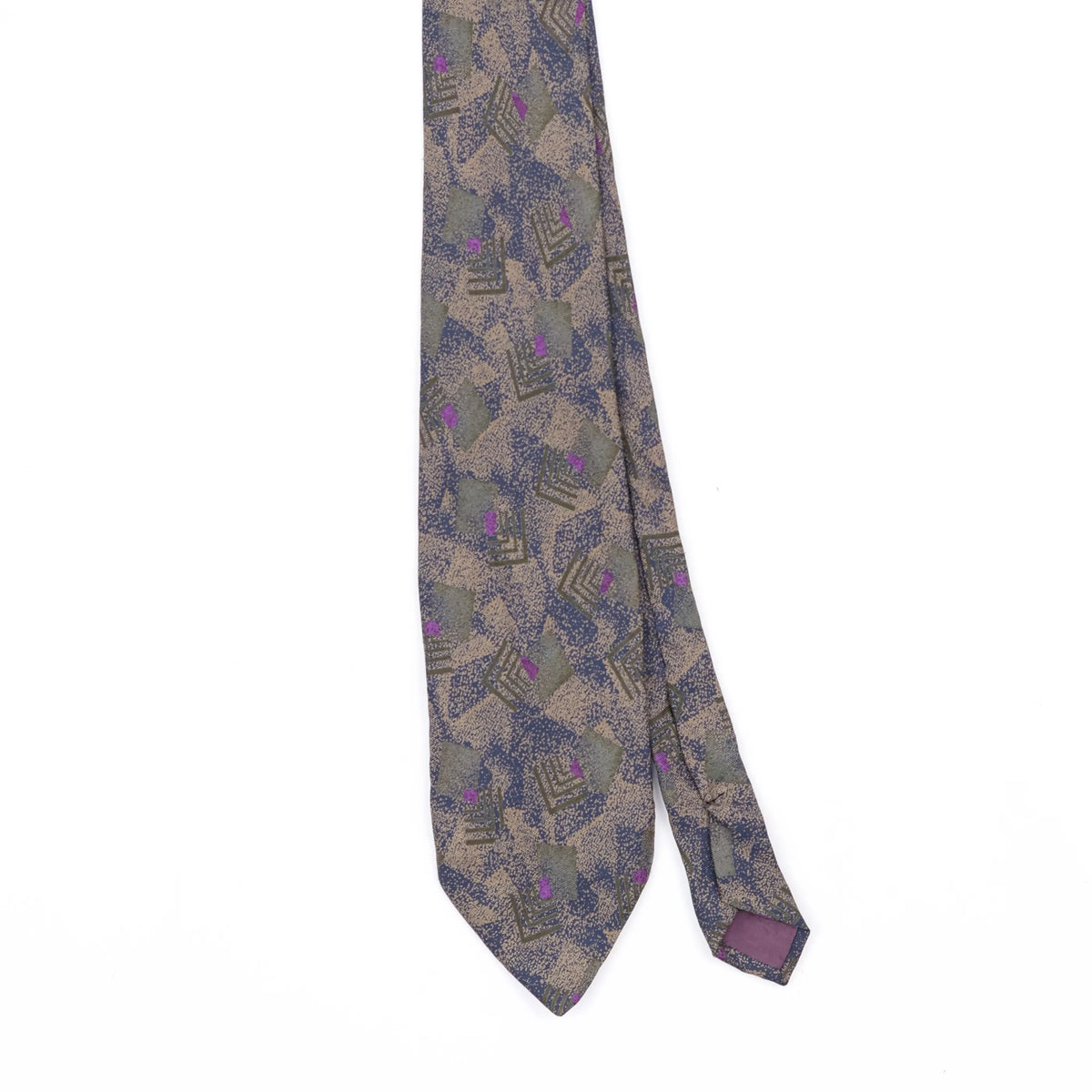 Front Front Detail of Vintage 1990's Marina Di Carrara Geometric Patterned Tie