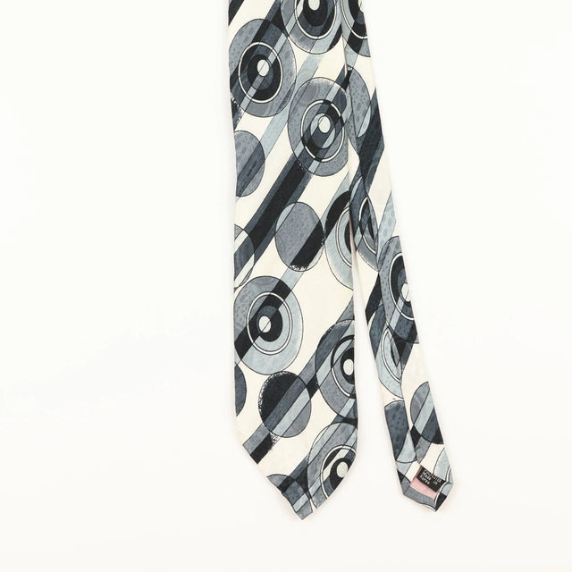 Front Detail of Vintage 1990's Pierre Balmain Geometric Patterned Tie