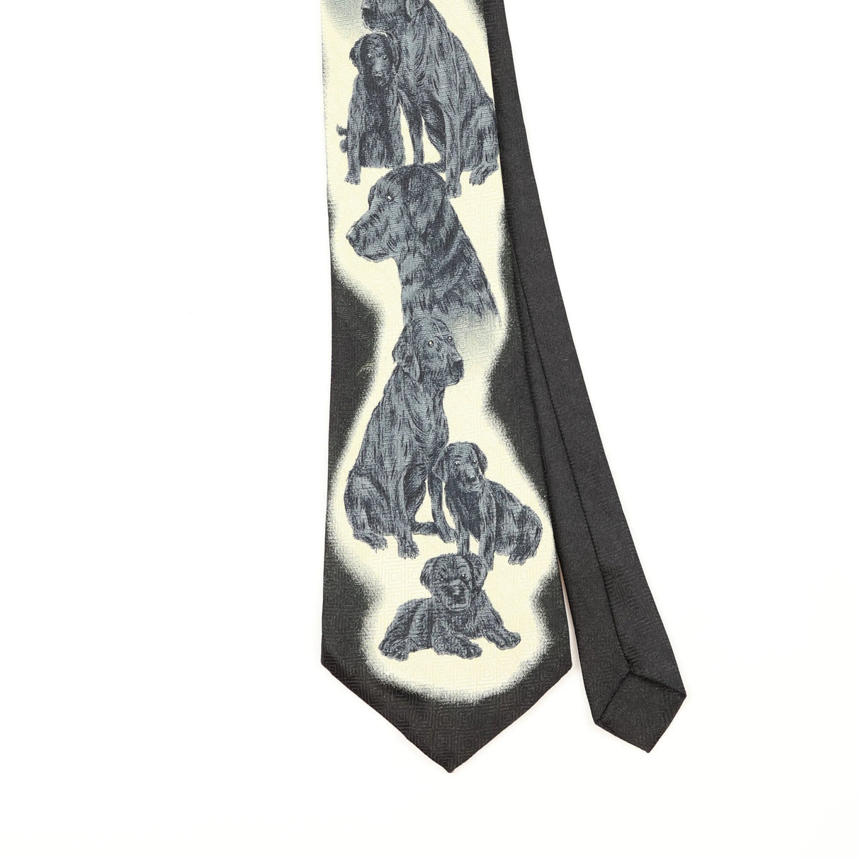 Front Front Detail of Vintage 1990's A. Rogers Labradors Animal Print Patterned Tie