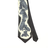 Front Front Detail of Vintage 1990's A. Rogers Labradors Animal Print Patterned Tie