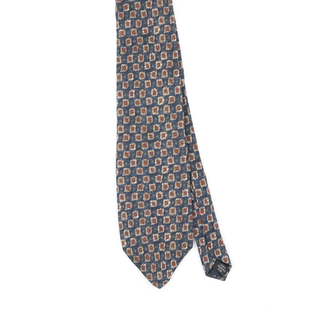 Front Front Detail of Vintage 1990's Van Heusen Foulard Geometric Patterned Tie