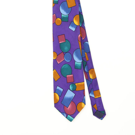 Front Front Detail of Vintage Shapes Geometric Patterned Tie