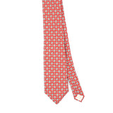 Front Front Detail of Vintage 1980's Aquascutum Foulard Geometric Patterned Tie