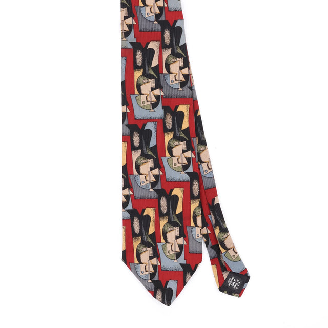 Front Front Detail of Vintage 1990's Picasso Cubism Abstract Patterned Tie