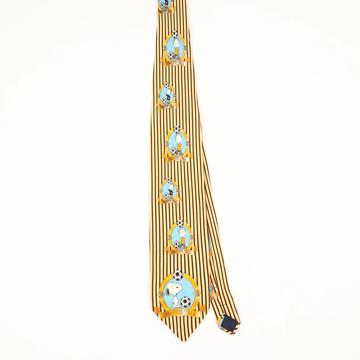 Front Front of Vintage Peanuts Snoopy Striped Patterned Tie