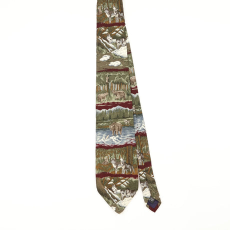 Front Front of Vintage 1990's World Wildlife Animal Print Patterned Tie