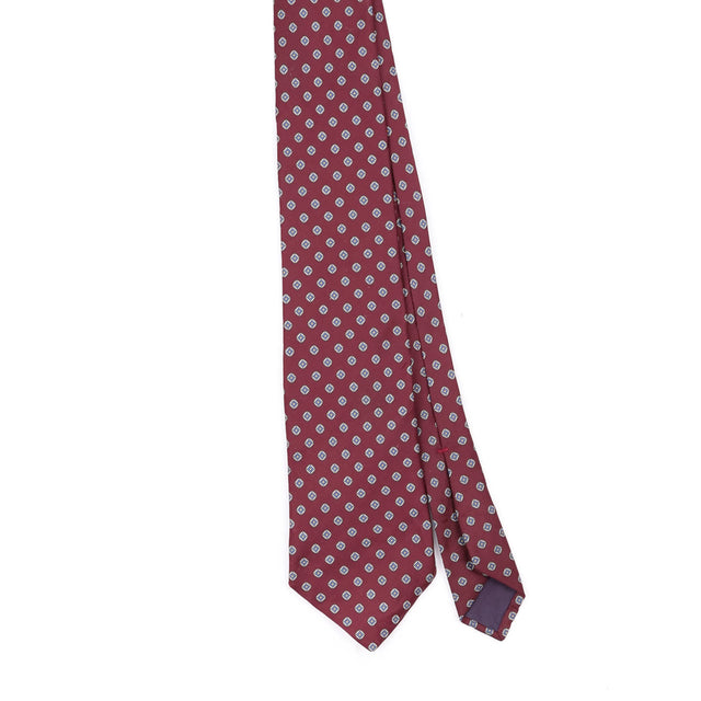 Front Front Detail of Vintage 1990's Foulard Geometric Patterned Tie
