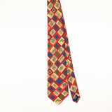 Front of Vintage 1990's Yves Saint Laurent Geometric Patterned Tie