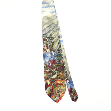Front Front of Vintage 1990's Van Heusen Mountain Vista Abstract Patterned Tie