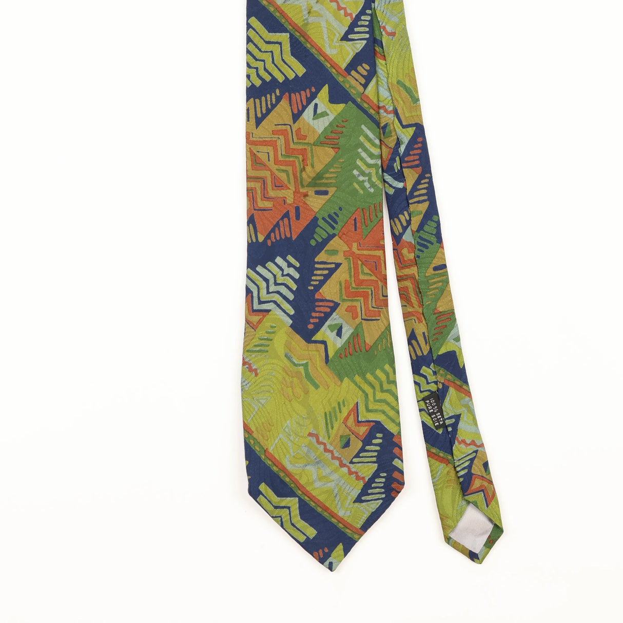 Front Detail of Vintage 1990's Gino Rossini Aztec Abstract Patterned Tie