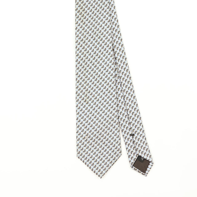 Front Front Detail of Vintage 1990's Ermenegildo Zegna Geometric Patterned Tie