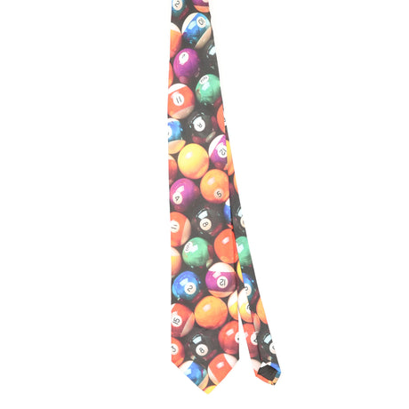 Front Front of Vintage 1990's Ralph Marlin Pool Balls Abstract Patterned Tie