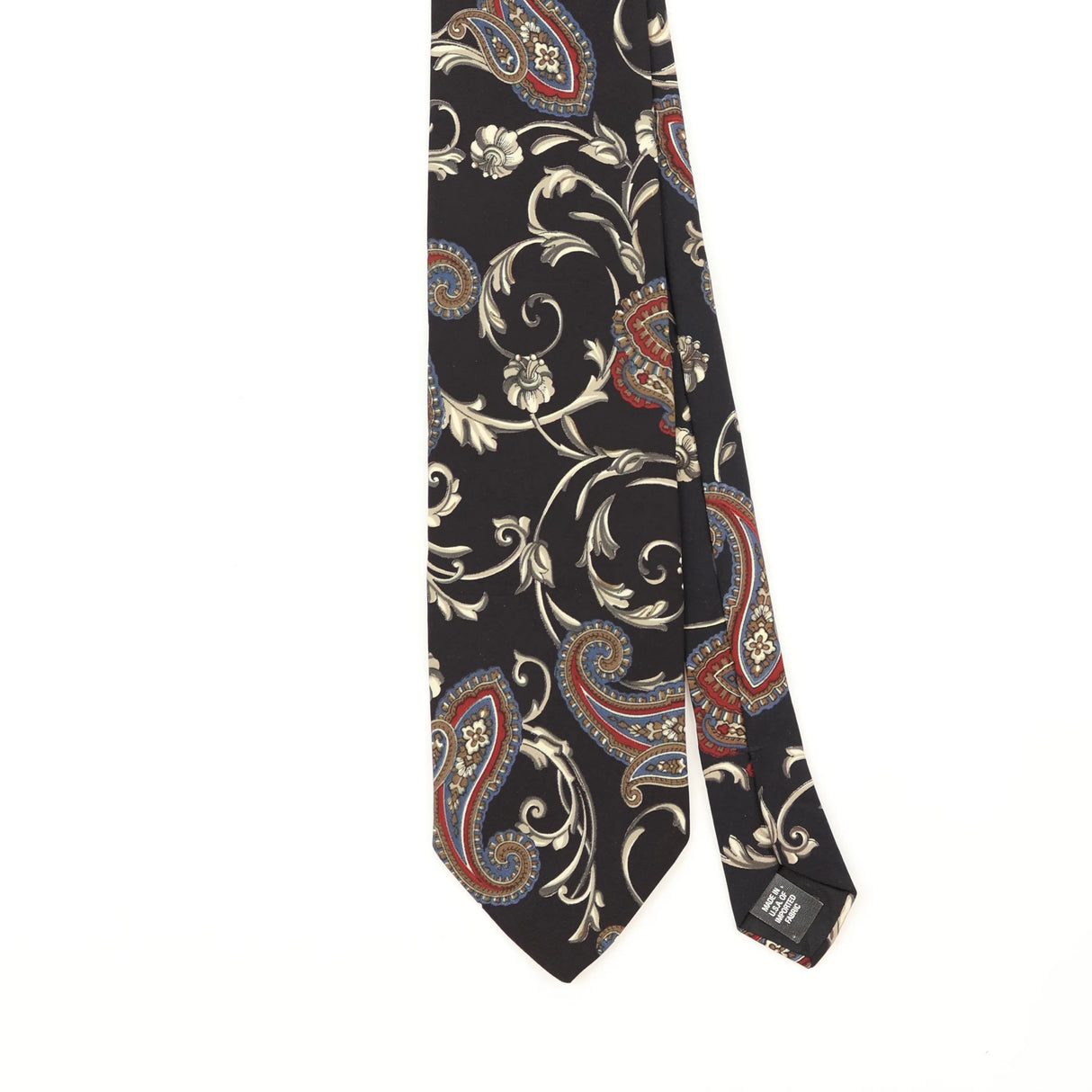 Front Front Detail of Vintage 1990's Paisley Patterned Tie