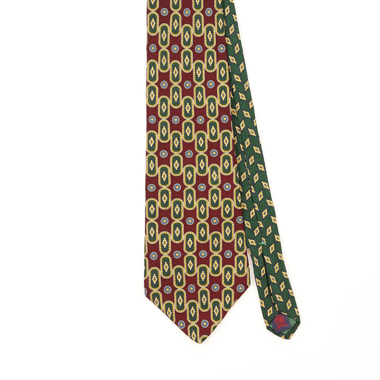Front Detail of Vintage 1990's Tommy Hilfiger Geometric Patterned Tie