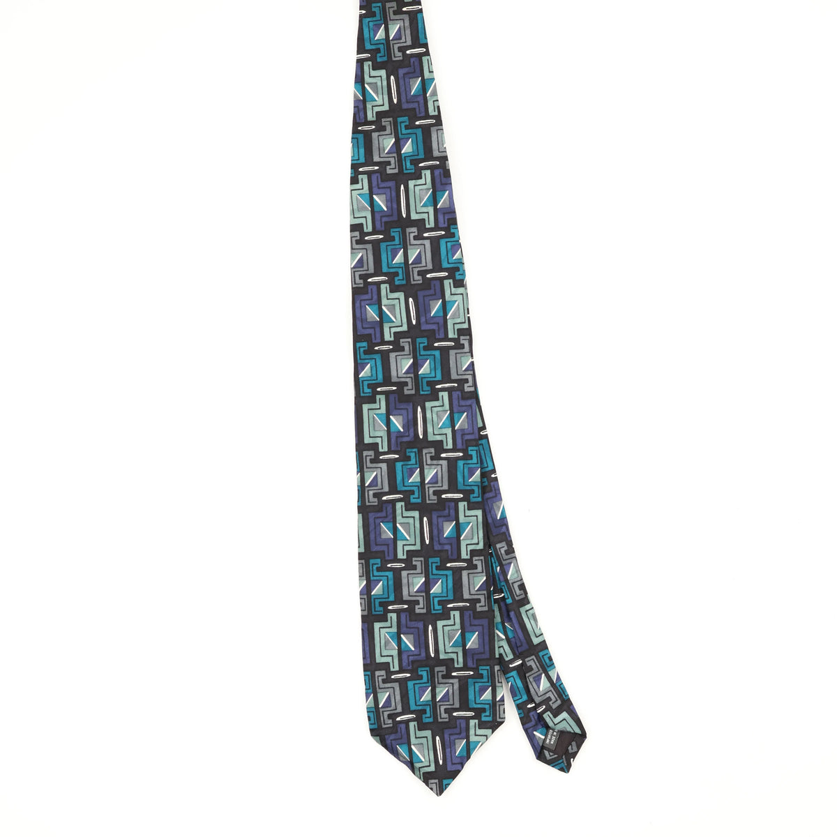 Front Front of Vintage 1990's Mulberry Geometric Patterned Tie