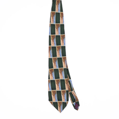 Front Front of Vintage 1990's Jerry Garcia Tree Trunk Check Patterned Tie