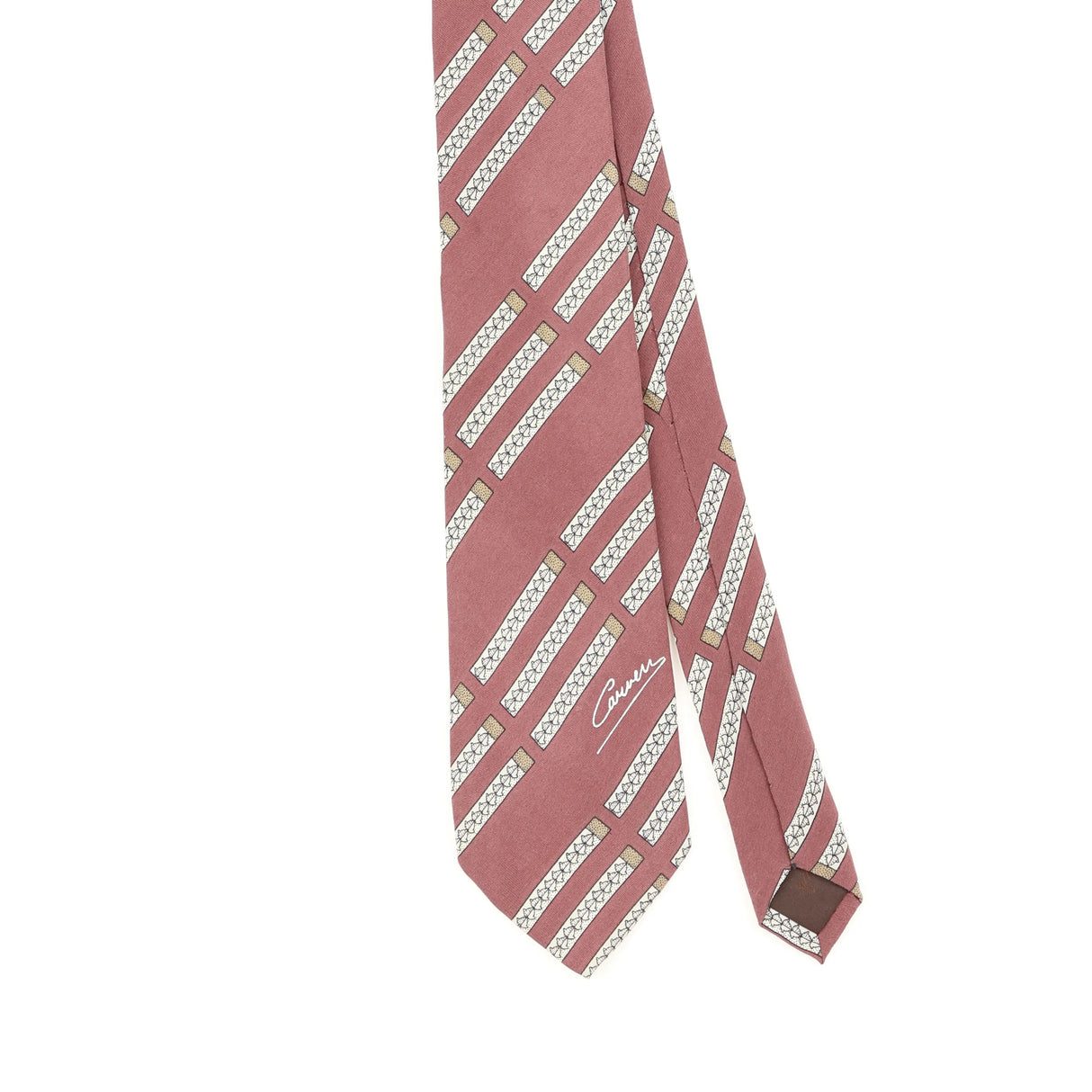 Front Detail of Vintage 1980's Carven Striped Patterned Tie