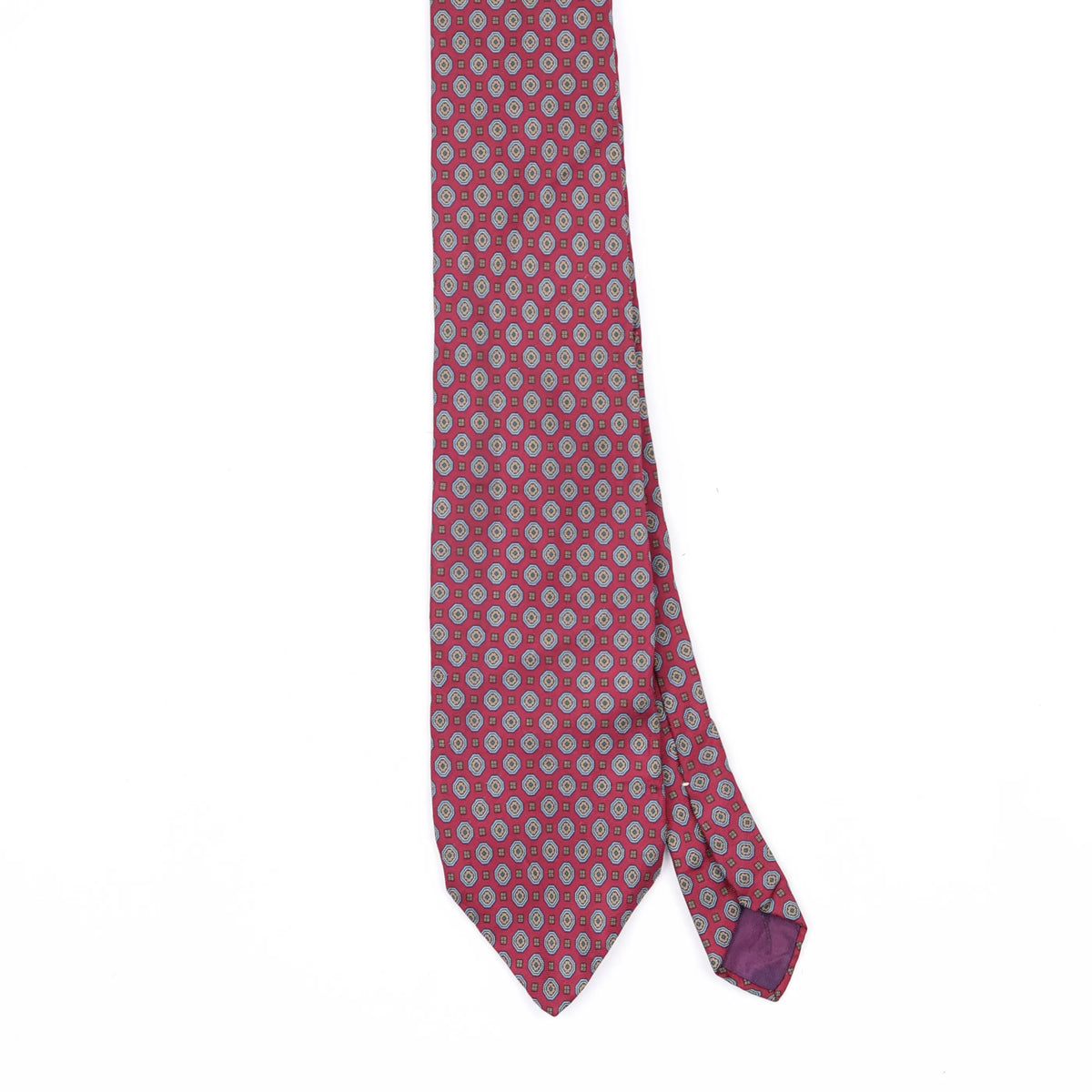 Front Front Detail of Vintage 1990's Van Heusen Foulard Geometric Patterned Tie