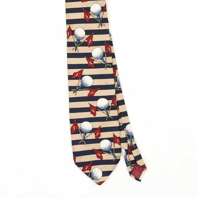 Front Front Detail of Vintage 1990's Striped Patterned Tie