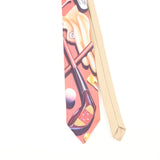 Front Front Detail of Vintage 1990's Ralph Marlin Iron, Wood & Leather Abstract Patterned Tie