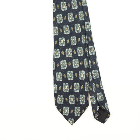 Front Front Detail of Vintage 1990's Jose Piscador Flower Geometric Patterned Tie