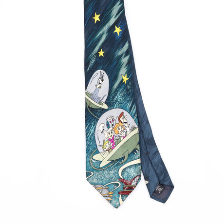 Front Front Detail of Vintage 1990's Jetsons Cartoon Patterned Tie