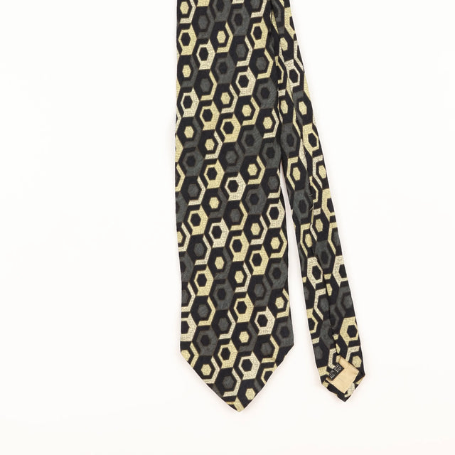 Front Detail of Vintage 1990's Fratelli Geometric Patterned Tie