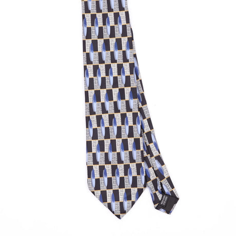 Front Front Detail of Vintage 1990's Stafford Ovals Geometric Patterned Tie