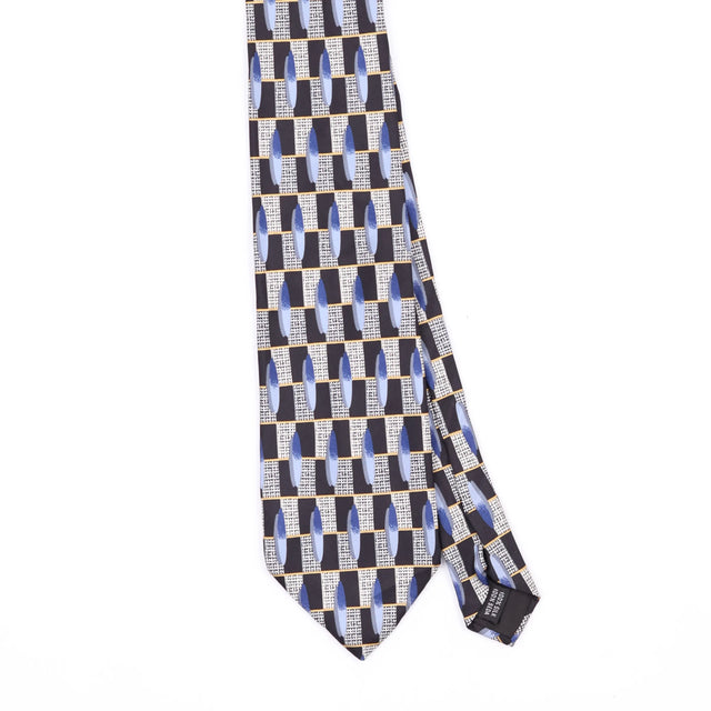 Front Front Detail of Vintage 1990's Stafford Ovals Geometric Patterned Tie