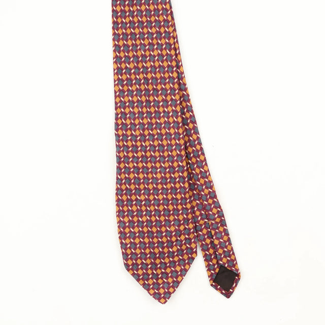Front Front Detail of Vintage 1990's Ferrell Reed Geometric Patterned Tie