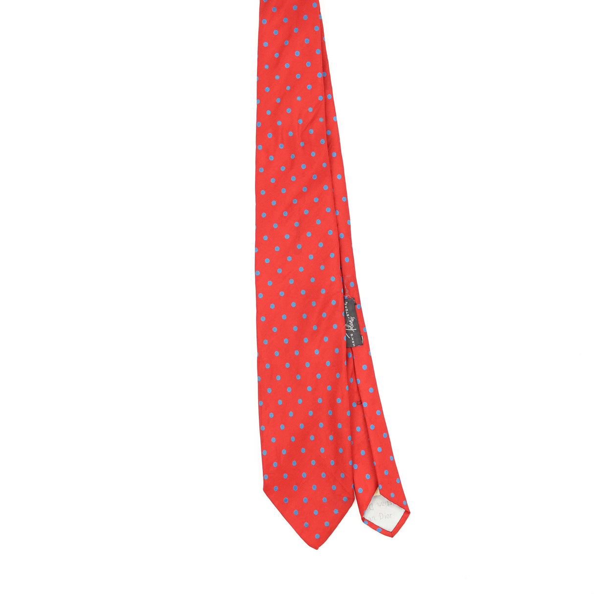 Front Front of Vintage 1990's Christian Dior Polka Dot Patterned Tie