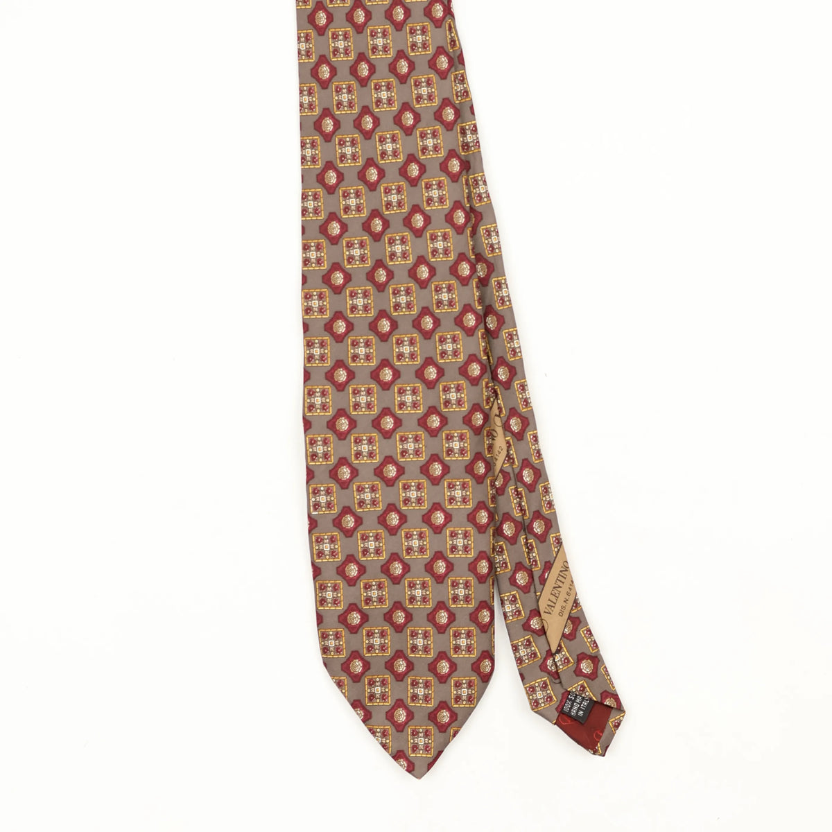 Front Front Detail of Vintage 1990's Valentino Geometric Patterned Tie