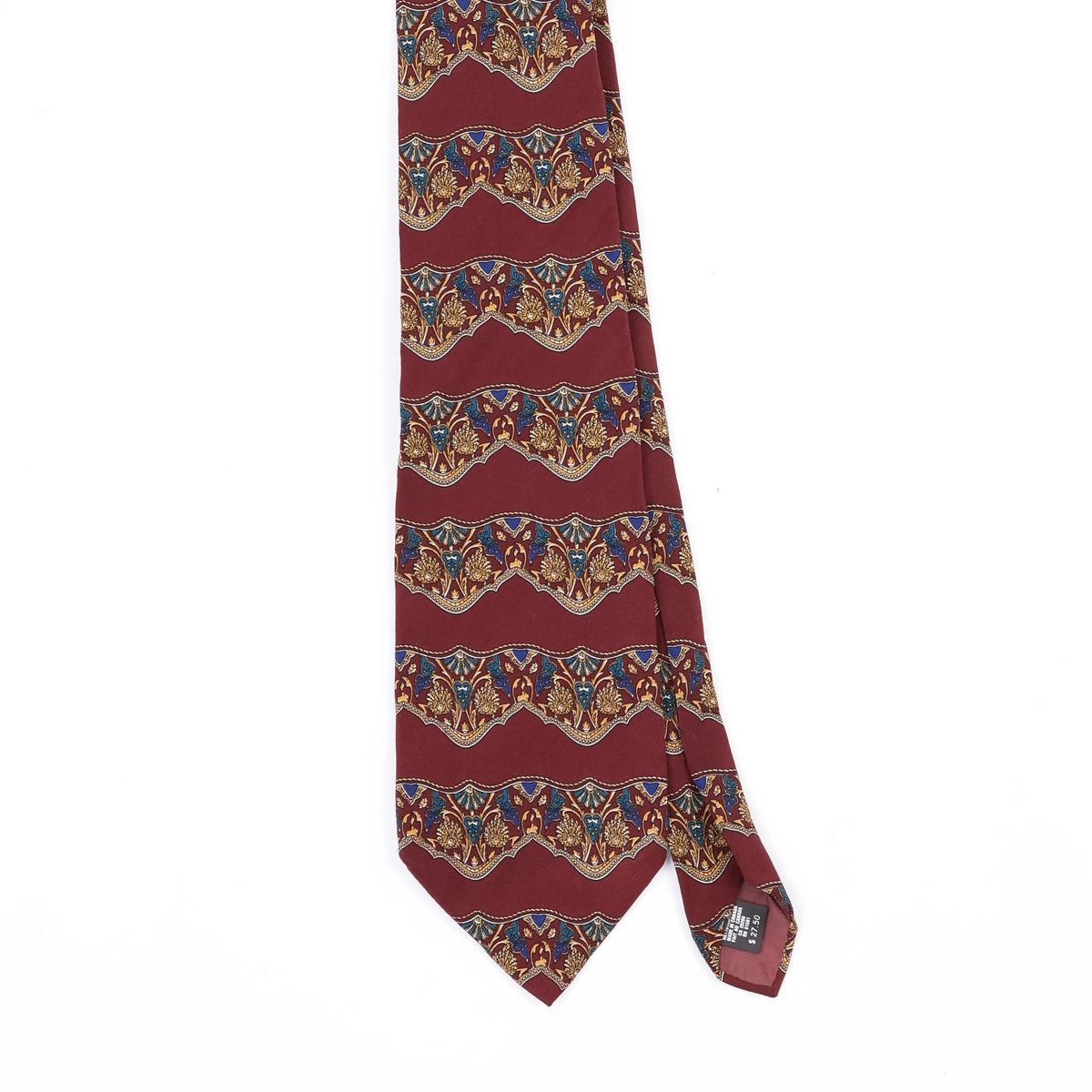 Front Front Detail of Vintage 1990's Christian Dior Floral Patterned Tie