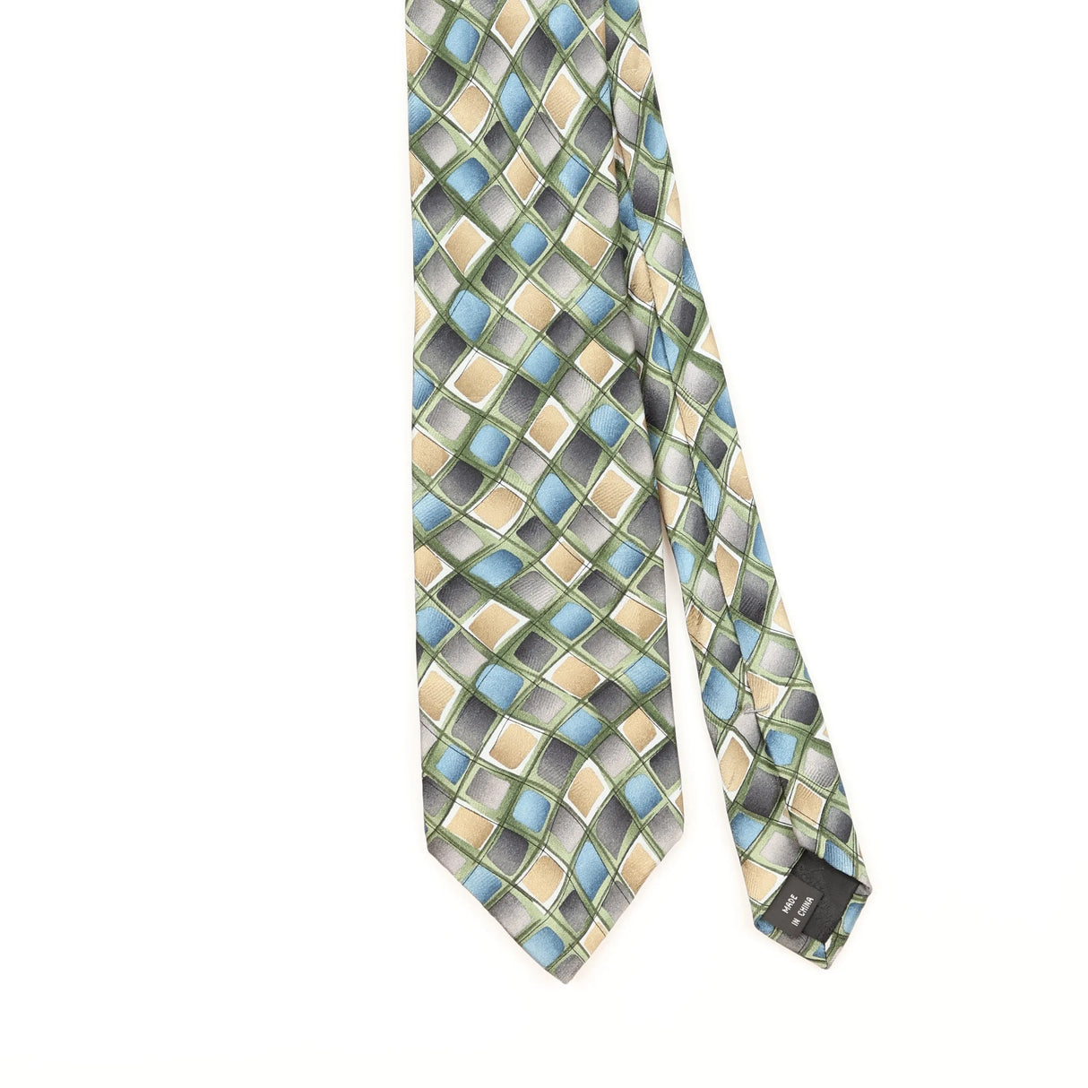 Front Detail of Vintage Jerry Garcia Robert Neurosis Geometric Patterned Tie