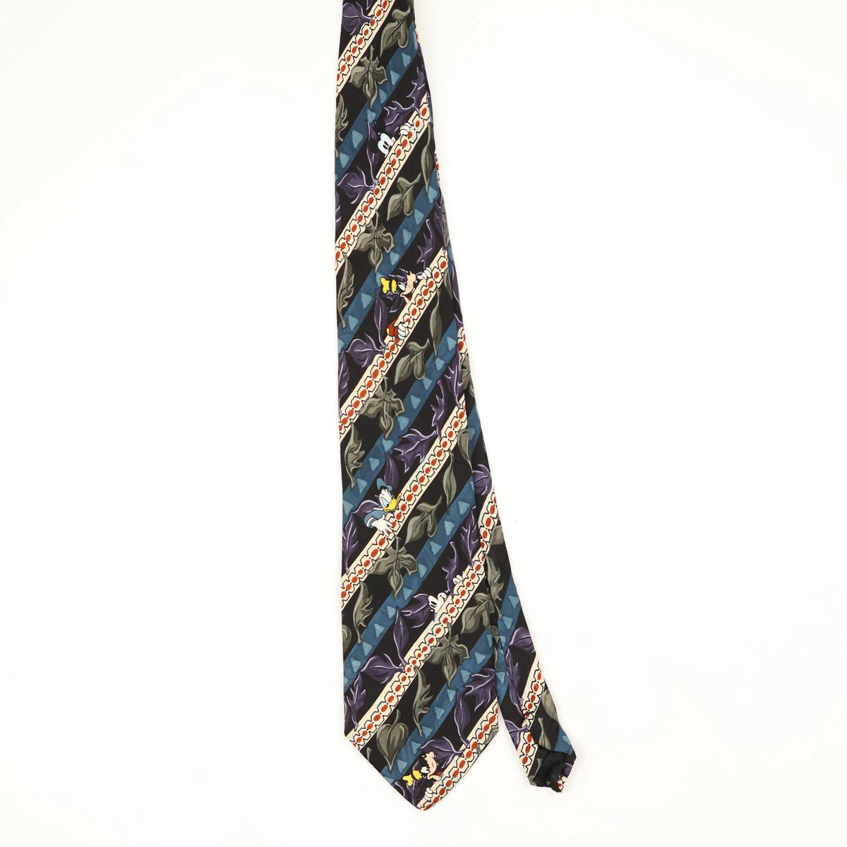 Front Front of Vintage 1990's Disney Donald Duck Striped Patterned Tie