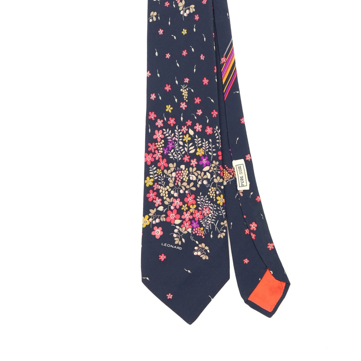 Front Front Detail of Vintage 1990's Leonard Paris Flowers Floral Patterned Tie